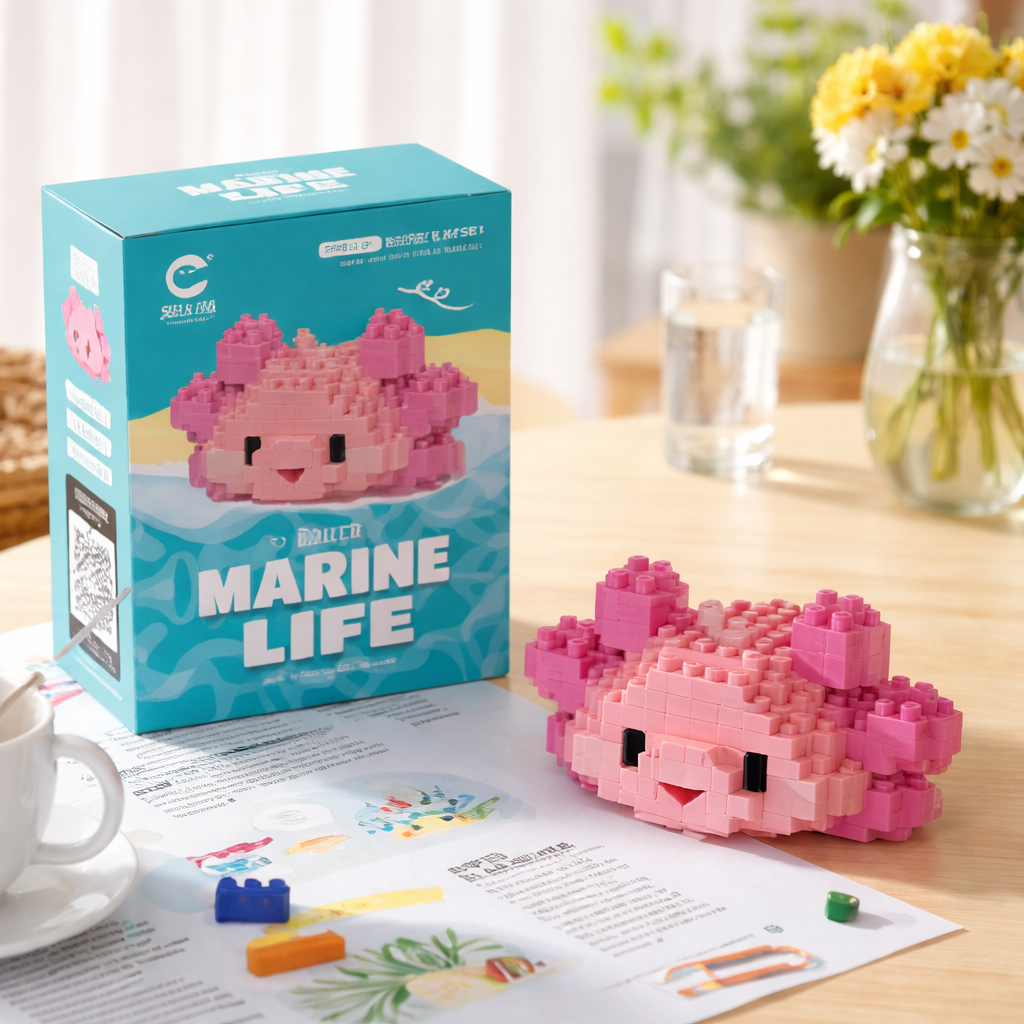 Pink Axolotl Mini Building Blocks