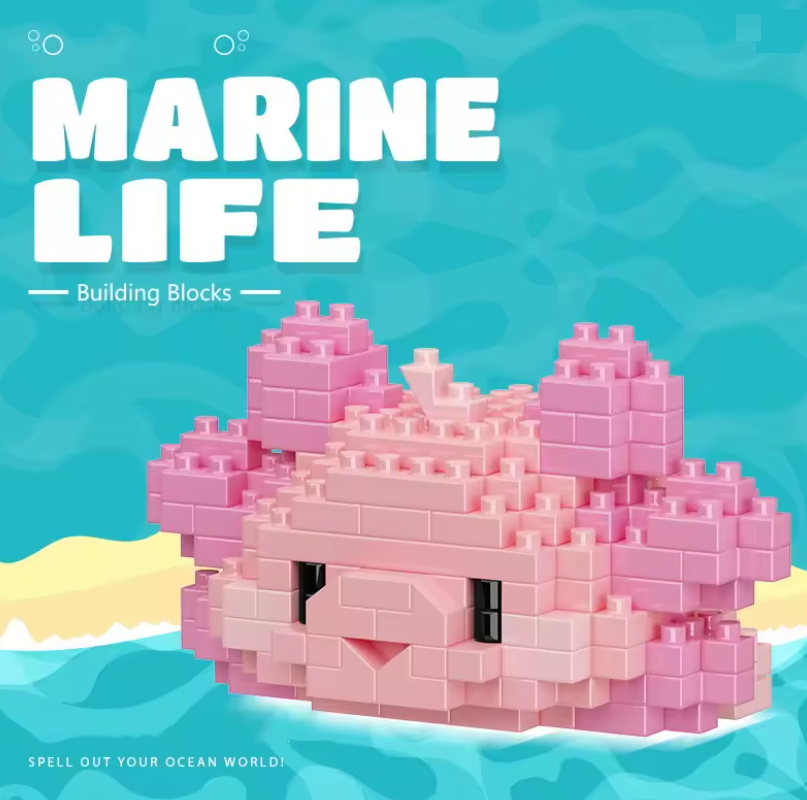 Pink Axolotl Mini Building Blocks